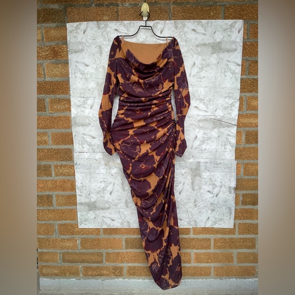 STAUD Solana Floral Print Long Sleeve Maxi Dress in Dried Pressed Flowers small - Picture 3 of 16